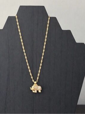Dainty Gold Tone Elephant Charm Necklace – Lucky Elephant Pendant